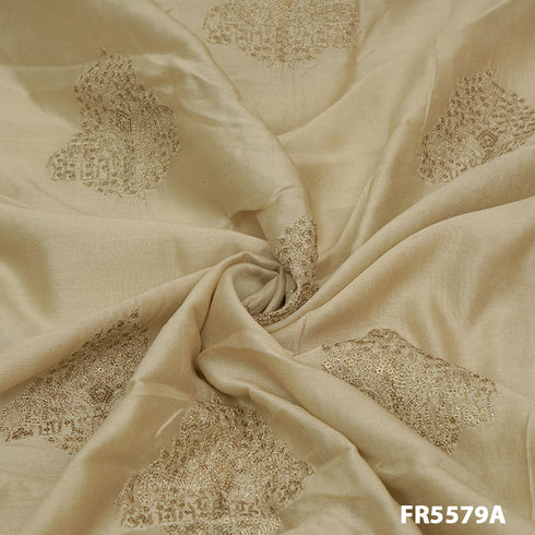 Embroidered Sequins Chanderi Silk Fabric-FR5579